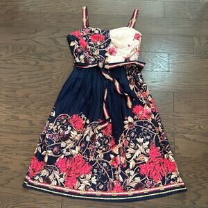 Dalia Macphee Sleeveless Bustie Top and Pleated Skirt Floral Dress Size XL